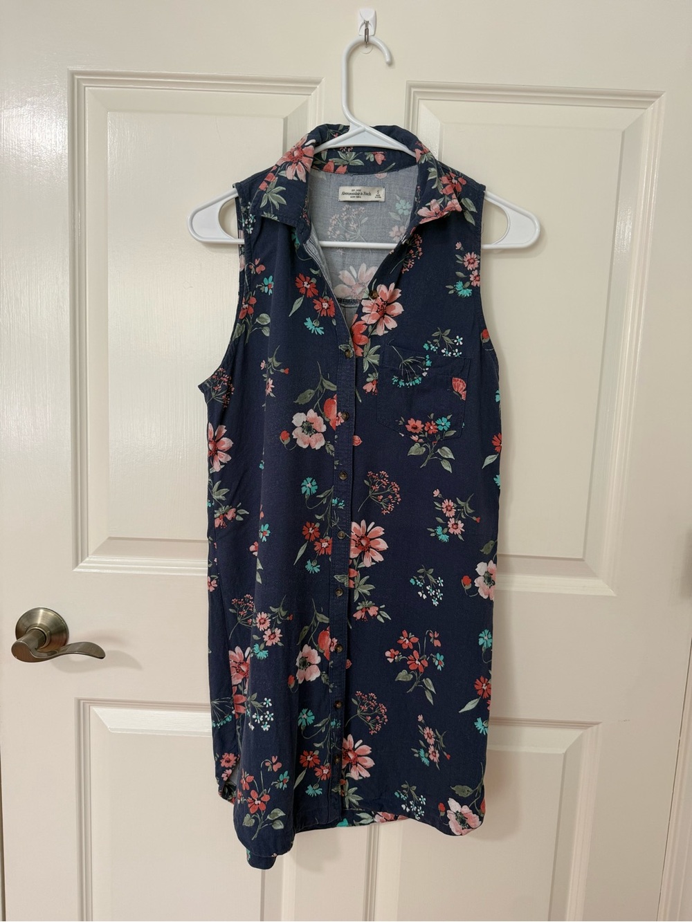 Abercrombie & Fitch Navy Floral Button-Up Shirt Dress